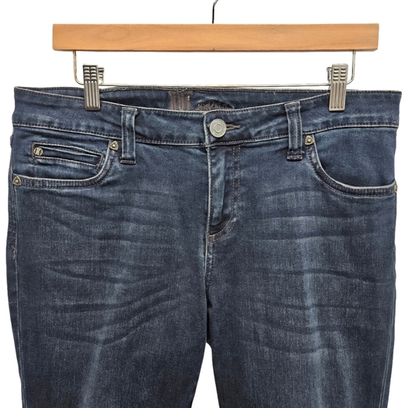 Kut From the Kloth KFTK Distressed Dark Wash Jeans Crop Size 10 Denim - Picture 2 of 16